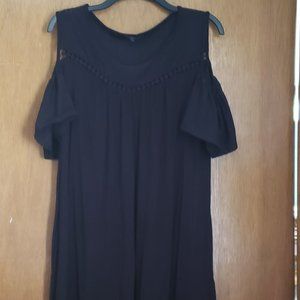 Black cotton shoulder cut out top